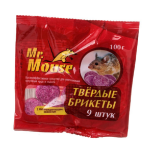 Гр – Парафин Твердый Брикет – 100г — Mr Mouse – Крысы + Мыши – 50шт\уп – Аргус
